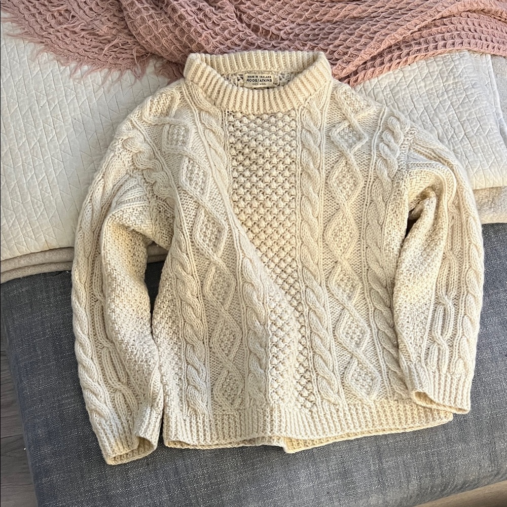 Women's Cream Cable Knit Turtleneck Sweater